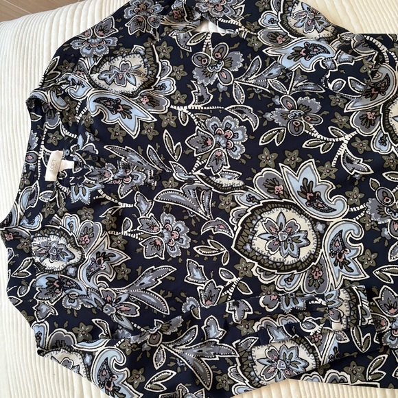 LOFT Navy Floral Button Front Floral Dress - Picture 2 of 6